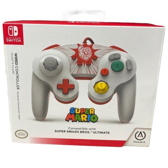 Nintendo Other - Super Mario Wired Nintendo Switch Controller Gamecube Layout Gray NEW Smash bros
